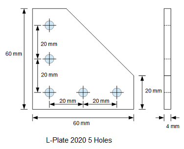 T-Plate 2020 5 Holes drawings